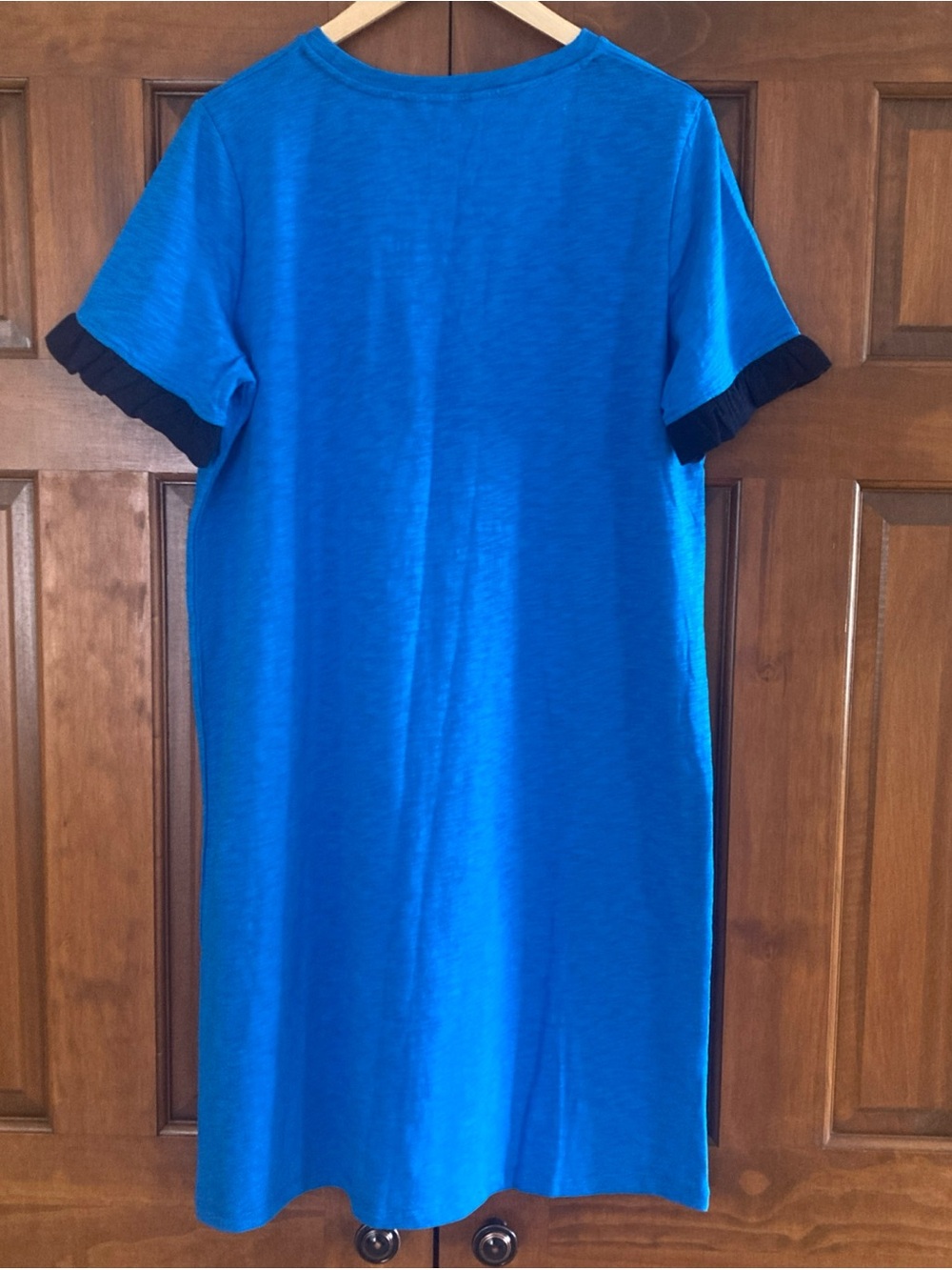 NWT Boden Blue Cotton Ruffle-Sleeve T shirt Dress women’s size 12 long - Picture 2 of 5